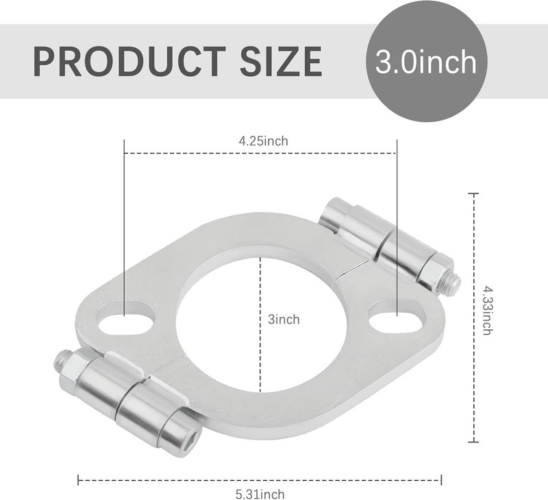 Stacool 3 Inch Split Flange Repair Kit with 2 Bolts,Carbon Steel Flat Oval Exhaust Flange Kit for Exhaust Flange Repair,Universal Exhaust Flange Connection Kit Car Accessories (3 Inch) - Image 2
